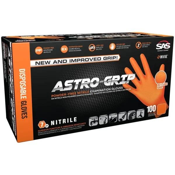 SAS Medium Orange Nitrile Gloves – 66472
