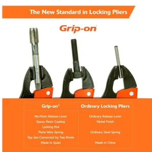 Grip-on 10in. Locking Pliers, 2-7/16in. Jaw Opening, Straight Jaws 112-10 - view 2