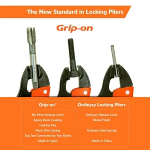 Grip-on 7in. Locking Pliers, 1-7/8in. Jaw Opening, Straight Jaws 112-07 - view 2