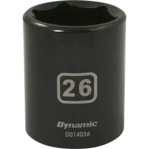 Dynamic Tools 1/2in. Drive 6 Point Metric 26mm Standard Length Impact Socket D014026