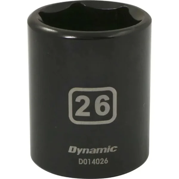 Dynamic Tools 1/2in. Drive 6 Point Metric 26mm Standard Length Impact Socket D014026