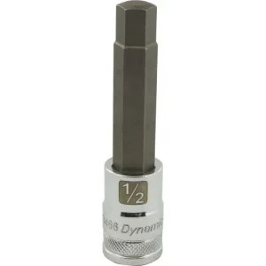 Dynamic Tools 1/2in. Drive SAE Hex Head 1/2in. Long Bit Chrome Finish Socket D013466