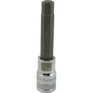 Dynamic Tools 1/2in. Drive SAE Hex Head 7/16in. Long Bit Chrome Finish Socket D013464