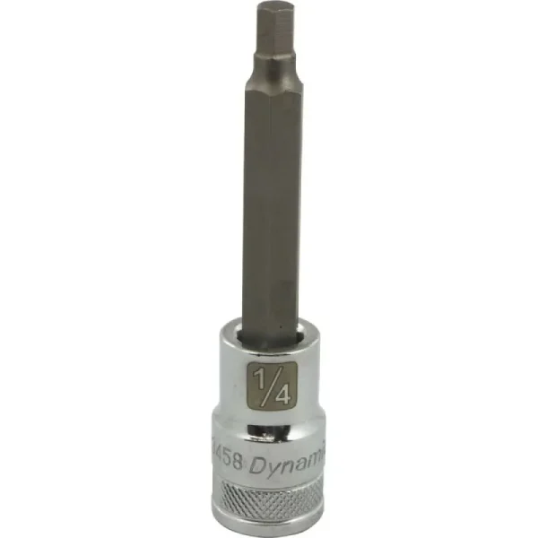 Dynamic Tools 1/2in. Drive SAE Hex Head 1/4in. Long Bit Chrome Finish Socket D013458