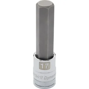Dynamic Tools 1/2in. Drive Metric Hex Head 17mm Long Bit Chrome Finish Socket D013417