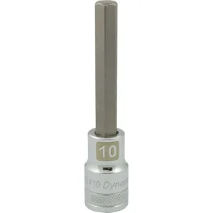 Dynamic Tools 1/2in. Drive Metric Hex Head 10mm Long Bit Chrome Finish Socket D013410