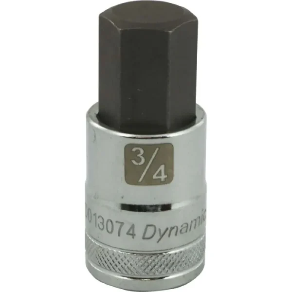 Dynamic Tools 1/2in. Drive SAE Hex Head 3/4in. Bit Standard Length Chrome Finish Socket D013074