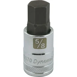 Dynamic Tools 1/2in. Drive SAE Hex Head 5/8in. Bit Standard Length Chrome Finish Socket D013070