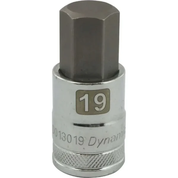 Dynamic Tools 1/2in. Drive Metric Hex Head 19mm Bit Standard Length Chrome Finish Socket D013019