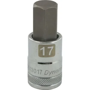 Dynamic Tools 1/2in. Drive Metric Hex Head 17mm Bit Standard Length Chrome Finish Socket D013017