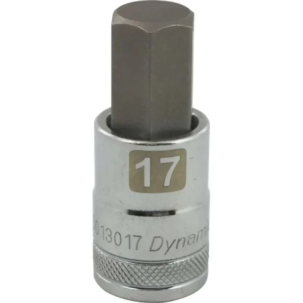 Dynamic Tools 1/2in. Drive Metric Hex Head 17mm Bit Standard Length Chrome Finish Socket D013017