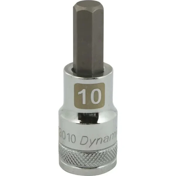 Dynamic Tools 1/2in. Drive Metric Hex Head 10mm Bit Standard Length Chrome Finish Socket D013010