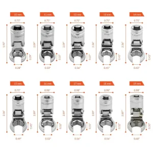 Dynamic Tools 3/8in. Drive 10 Piece Metric Flare Nut Socket Set 10mm -19mm D010028 - view 3