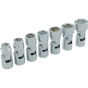 Dynamic Tools 3/8in. Drive 7 Piece 6 Point SAE Universal Joint Socket Set 3/8in. – 3/4in. D010026