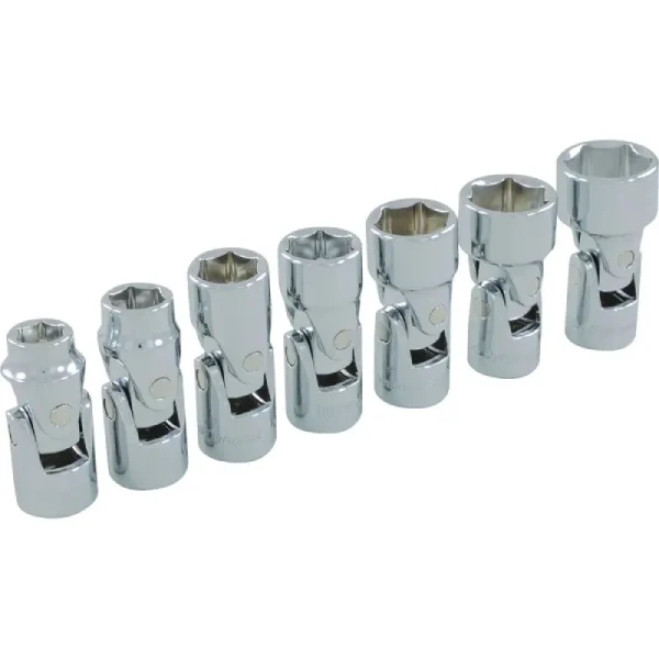 Dynamic Tools 3/8in. Drive 7 Piece 6 Point SAE Universal Joint Socket Set 3/8in. – 3/4in. D010026