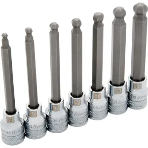 Dynamic Tools 3/8in. Drive 7 Piece Metric Long Ball Nose Hex Socket Set 4mm -10mm D010025