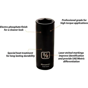 Dynamic Tools 3/8in. Drive 8 Piece 6 Point SAE Deep Impact Socket Set 5/16in. – 3/4in. D010021 - view 2