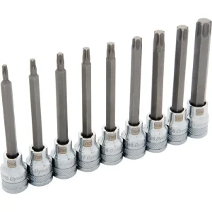 Dynamic Tools 3/8in. Drive 9 Piece Long Torx Socket Set T15 – T55 D010019