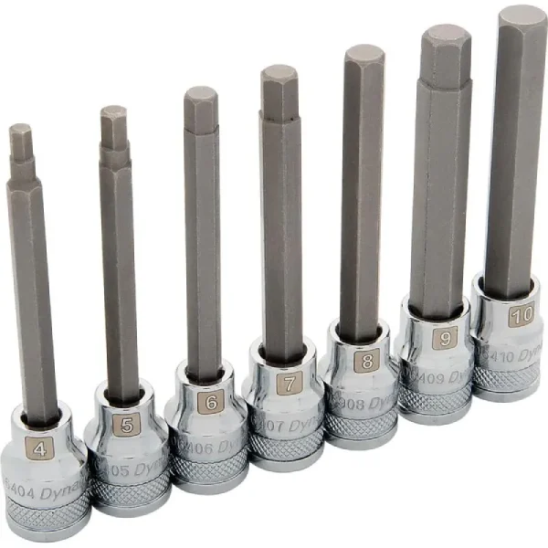 Dynamic Tools 3/8in. Drive 7 Piece Metric Long Hex Socket Set 4mm – 10mm D010017