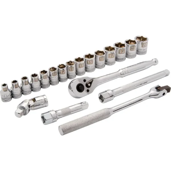 Dynamic Tools 3/8in. Drive 20 Piece 6 Point Standard Metric Socket Set 6mm – 20mm D010010