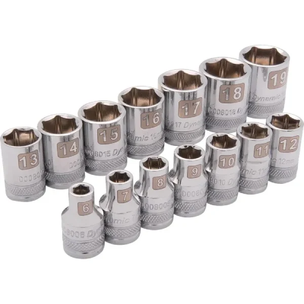 Dynamic Tools 3/8in. Drive 14 Piece 6 Point Standard Metric Socket Set 6mm – 19mm D010004
