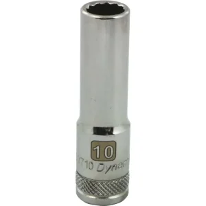 Dynamic Tools 3/8in. Drive 12 Point Metric 10mm Deep Length Chrome Finish Socket D009710