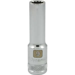 Dynamic Tools 3/8in. Drive 12 Point Metric 9mm Deep Length Chrome Finish Socket D009709