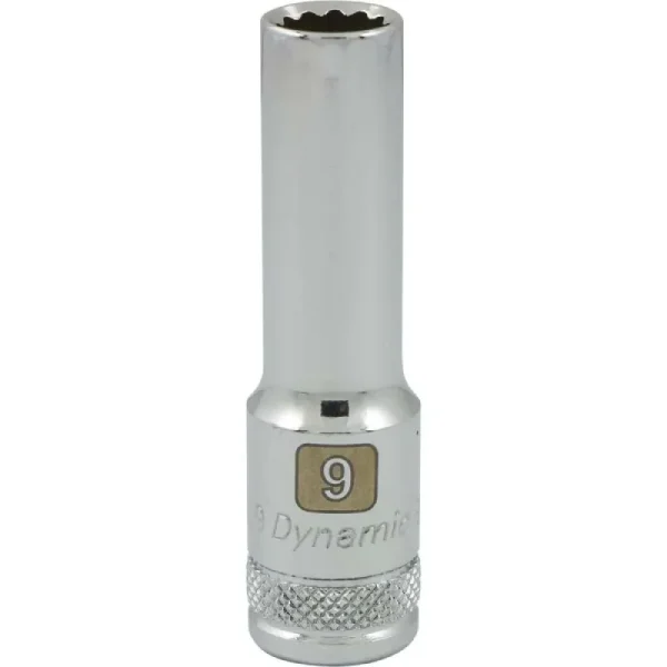 Dynamic Tools 3/8in. Drive 12 Point Metric 9mm Deep Length Chrome Finish Socket D009709