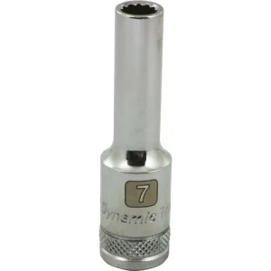 Dynamic Tools 3/8in. Drive 12 Point Metric 7mm Deep Length Chrome Finish Socket D009707
