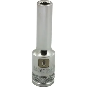 Dynamic Tools 3/8in. Drive 12 Point Metric 6mm Deep Length Chrome Finish Socket D009706