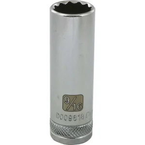 Dynamic Tools 3/8in. Drive 12 Point SAE 9/16in. Deep Length Chrome Finish Socket D009618