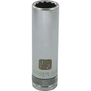 Dynamic Tools 3/8in. Drive 12 Point SAE 1/2in. Deep Length Chrome Finish Socket D009616