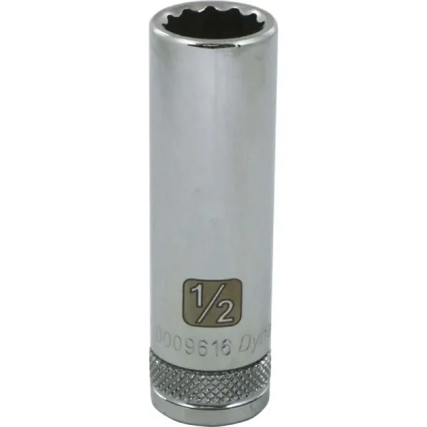 Dynamic Tools 3/8in. Drive 12 Point SAE 1/2in. Deep Length Chrome Finish Socket D009616