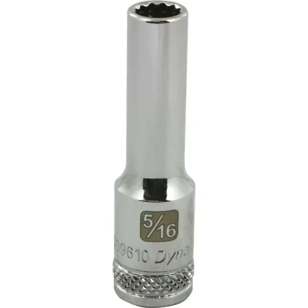 Dynamic Tools 3/8in. Drive 12 Point SAE 5/16in. Deep Length Chrome Finish Socket D009610