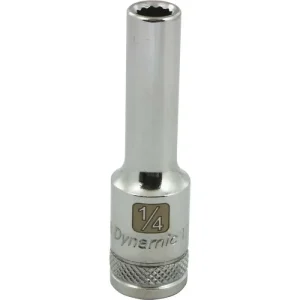 Dynamic Tools 3/8in. Drive 12 Point SAE 1/4in. Deep Length Chrome Finish Socket D009608