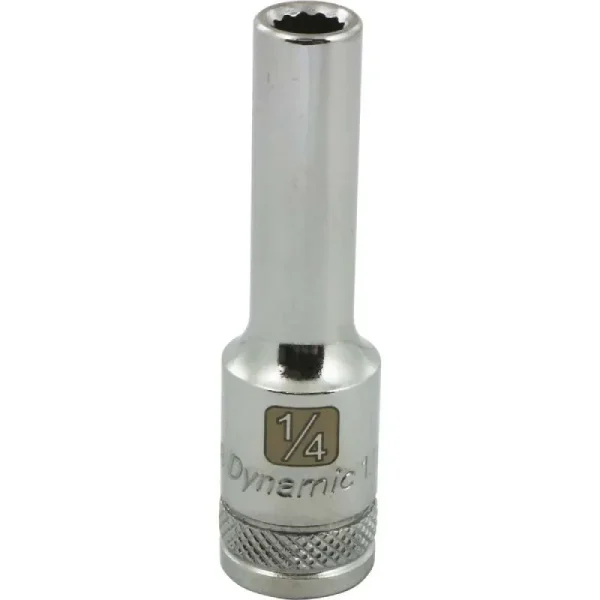 Dynamic Tools 3/8in. Drive 12 Point SAE 1/4in. Deep Length Chrome Finish Socket D009608