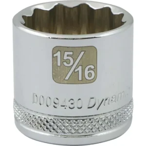 Dynamic Tools 3/8in. Drive 12 Point SAE 15/16in. Standard Length Chrome Finish Socket D009430