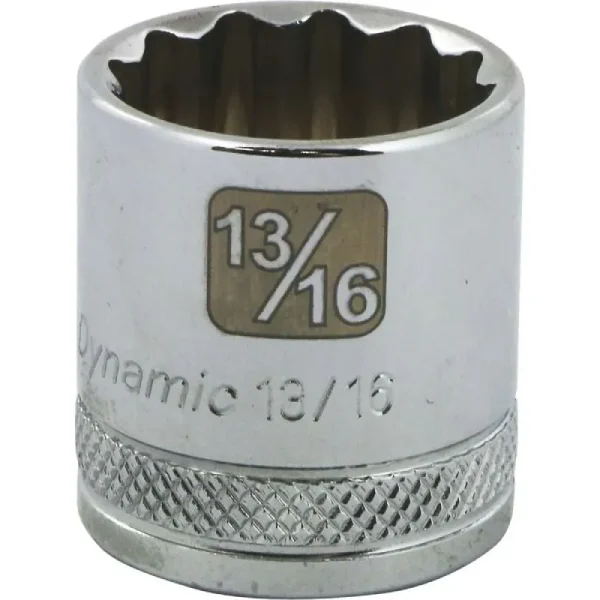 Dynamic Tools 3/8in. Drive 12 Point SAE 13/16in. Standard Length Chrome Finish Socket D009426