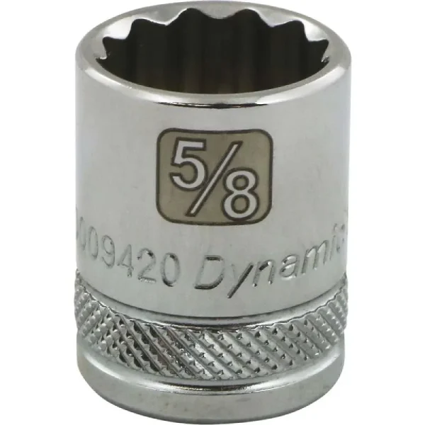 Dynamic Tools 3/8in. Drive 12 Point SAE 5/8in. Standard Length Chrome Finish Socket D009420