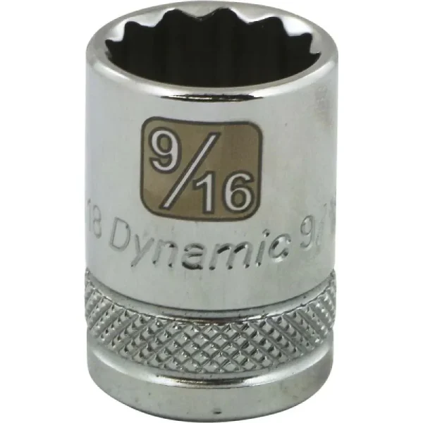 Dynamic Tools 3/8in. Drive 12 Point SAE 9/16in. Standard Length Chrome Finish Socket D009418