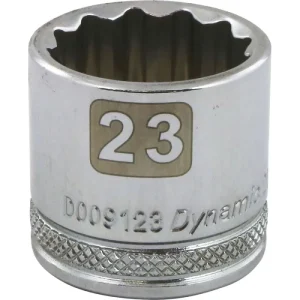 Dynamic Tools 3/8in. Drive 12 Point Metric 23mm Standard Length Chrome Finish Socket D009123