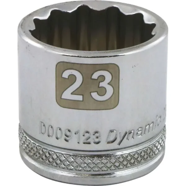 Dynamic Tools 3/8in. Drive 12 Point Metric 23mm Standard Length Chrome Finish Socket D009123