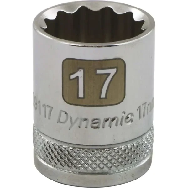 Dynamic Tools 3/8in. Drive 12 Point Metric 17mm Standard Length Chrome Finish Socket D009117
