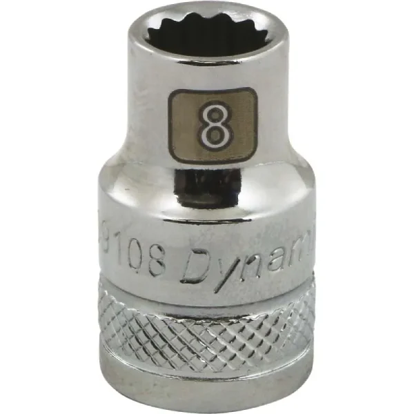 Dynamic Tools 3/8in. Drive 12 Point Metric 8mm Standard Length Chrome Finish Socket D009108