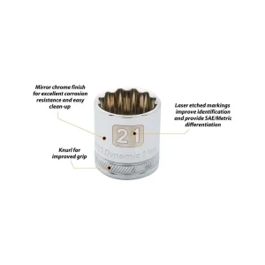 Dynamic Tools 3/8in. Drive 12 Point Metric 8mm Standard Length Chrome Finish Socket D009108 - view 2