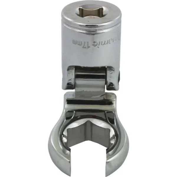 Dynamic Tools 3/8in. Drive Metric 17mm Flex Head Crow Foot Flare Nut Socket Chrome Finish D008767