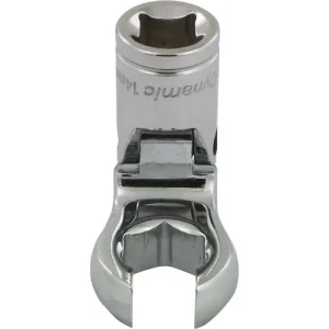 Dynamic Tools 3/8in. Drive Metric 14mm Flex Head Crow Foot Flare Nut Socket Chrome Finish D008764
