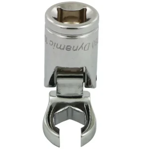 Dynamic Tools 3/8in. Drive Metric 10mm Flex Head Crow Foot Flare Nut Socket Chrome Finish D008760