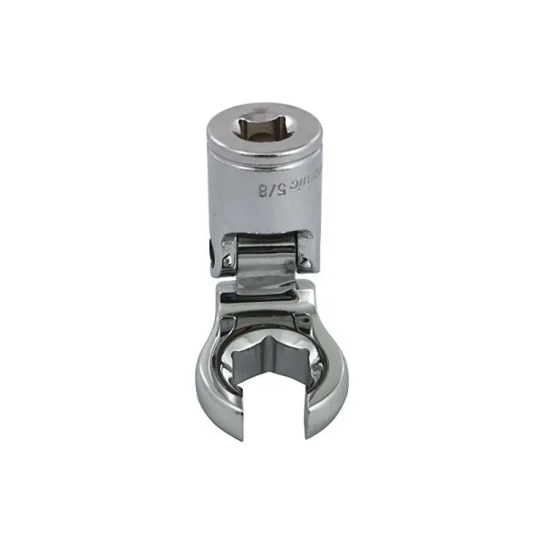 Dynamic Tools 3/8in. Drive SAE 5/8in. Flex Head Crow Foot Flare Nut Socket Chrome Finish D008650