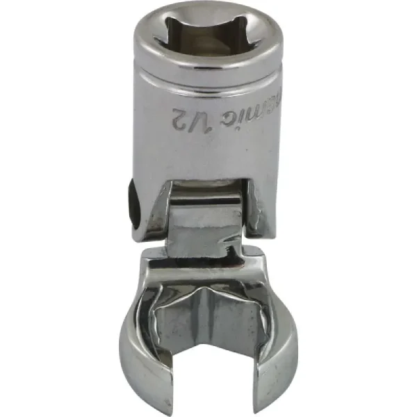Dynamic Tools 3/8in. Drive SAE 1/2in. Flex Head Crow Foot Flare Nut Socket Chrome Finish D008646